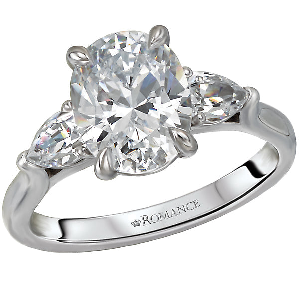 Custom Oval Diamond 0.62 CT Pear Three Stone Engagement Ring Setting