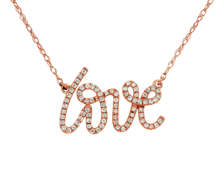 14K Rose Gold Diamond "Love" Necklace