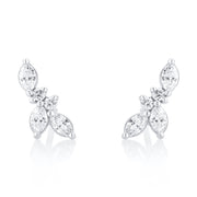 0.40 Carat Marquise and Round Natural Diamond Earrings in 14K White Gold - The Diamond Factory