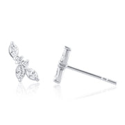 0.40 Carat Marquise and Round Natural Diamond Earrings in 14K White Gold - The Diamond Factory