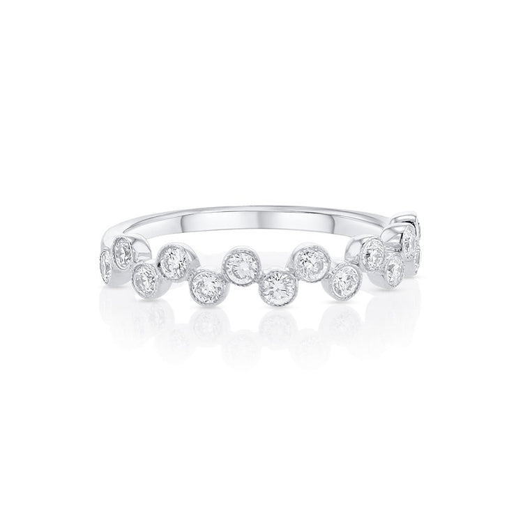 0.45 Cttw Round Diamond Bezel 14K White Gold Bubble Band - The Diamond Factory
