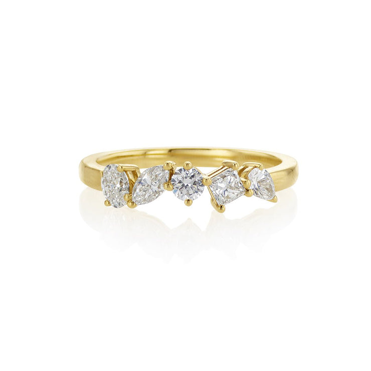0.62 Cttw Mixed Shape Diamond 18K Yellow Gold Fashion Band - The Diamond Factory