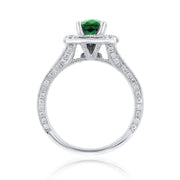 0.75 Carat LAB Grown Emerald & Natural Diamond Ring in 14K White Gold - The Diamond Factory