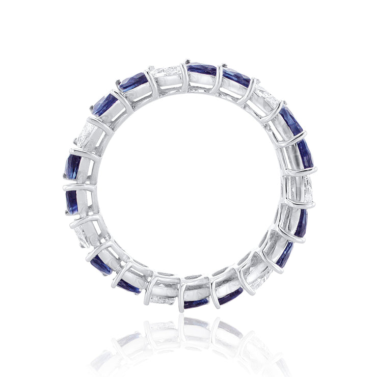 0.98 TW Sapphire and Diamond Marquise 18K White Gold Eternity Band - The Diamond Factory