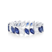 0.98 TW Sapphire and Diamond Marquise 18K White Gold Eternity Band - The Diamond Factory