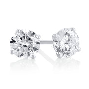 0.71 Carat Round Lab Grown Diamond Ear Studs set in 14K White Gold (4 Prong Setting)