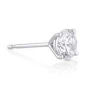 0.75 Carat Round Lab Grown Diamond Ear Studs set in 14K White Gold (4 Prong Setting)