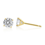 1.02 Carat Round Lab Grown Diamond Ear Studs set in 14K Yellow Gold (4 Prong)