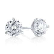 1.50 Carat 3 Prong Martini Set Lab Grown Diamond Studs in 14K White Gold