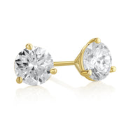 1.50 Carat 3 Prong Martini Lab Grown Diamond Studs in 14K Yellow Gold