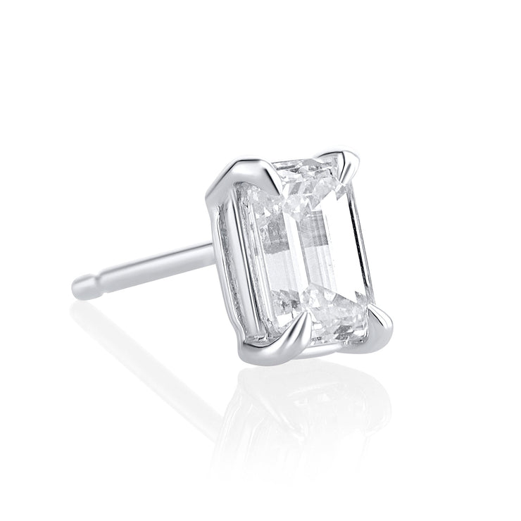 1.01 Carats Emerald Cut Lab Grown Diamond Stud Earrings - The Diamond Factory