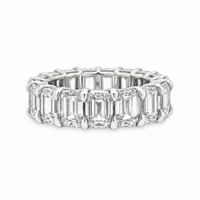 10.10 Cttw Emerald Cut Lab Grown Diamond Eternity Wedding Band 14K White Gold