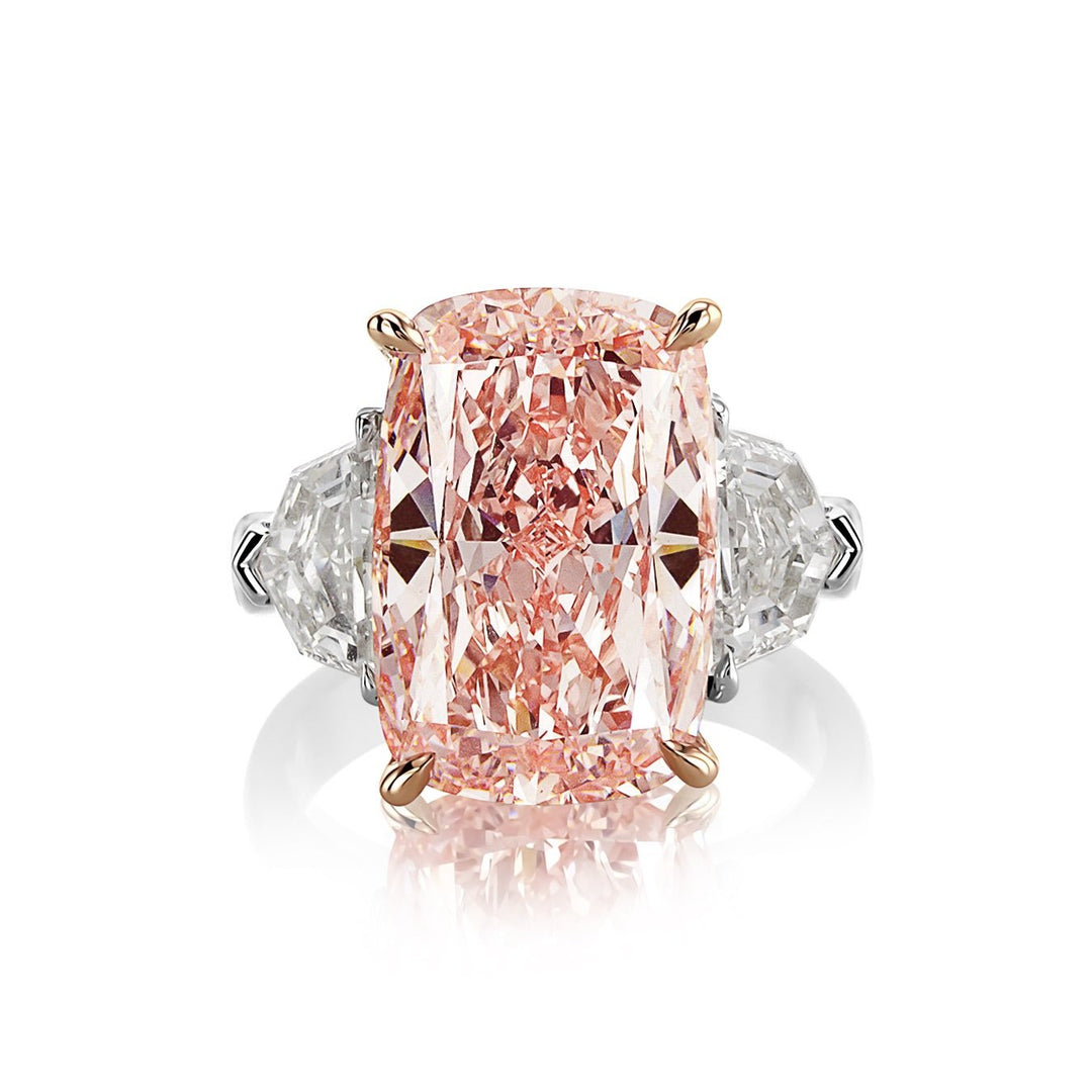 8.61 Carat Lab Grown Pink Diamond and 1.72 Carat Lab Grown White Diamond  Ring set in 18K Rose Gold