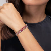 10.33 Carats Natural Diamonds and Ruby Handcrafted Wide Bracelet - The Diamond Factory