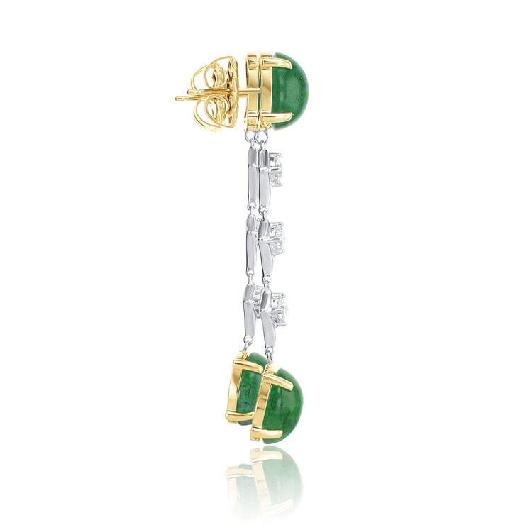 12.28 Carats Natural Diamond and Cabochon Emerald Earrings - The Diamond Factory