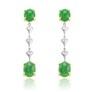 12.28 Carats Natural Diamond and Cabochon Emerald Earrings - The Diamond Factory