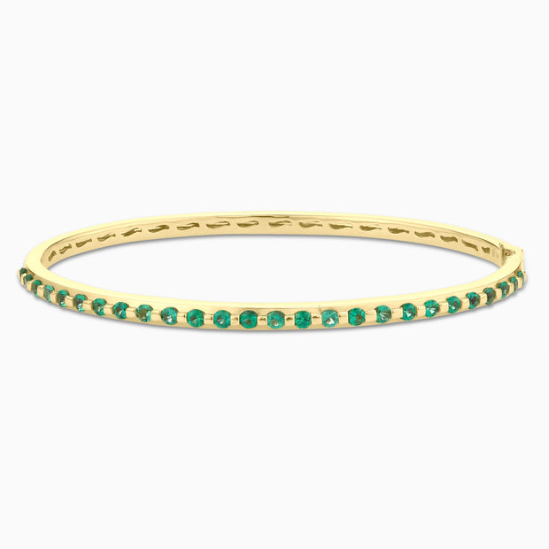 1.25 Carats Natural Green Emerald Bangle - The Diamond Factory