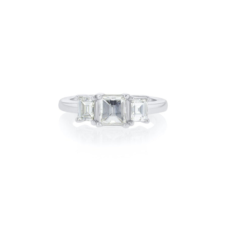 1.32 Carats Baguette Cut Natural Diamond Three Stone Engagement Ring - The Diamond Factory