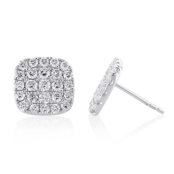 1.32 Carats Natural Diamond Cluster Earrings - The Diamond Factory