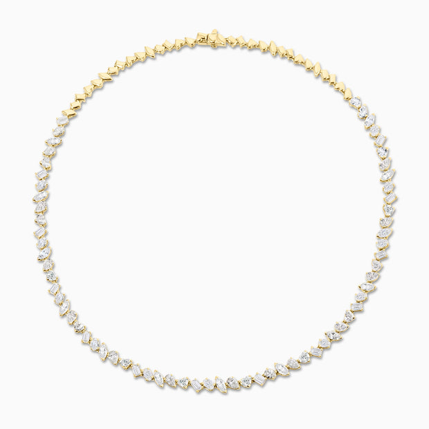 13.84 Carats Multi Shaped Lab Grown Diamond Tennis Necklace - The Diamond Factory