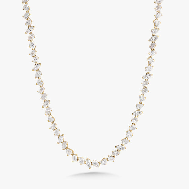 13.84 Carats Multi Shaped Lab Grown Diamond Tennis Necklace - The Diamond Factory