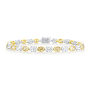 14.28 Carats Fancy Yellow & White Natural Diamond Oval East West Tennis Bracelet - The Diamond Factory