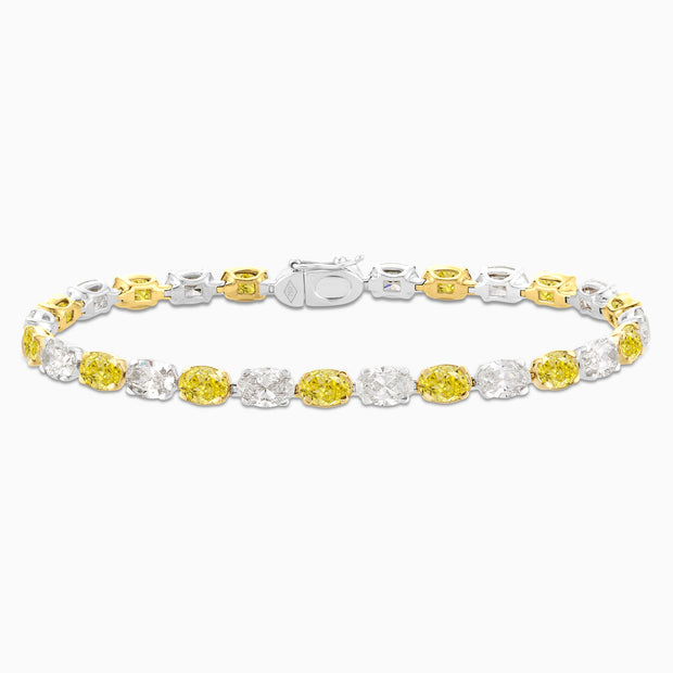 14.28 Carats Fancy Yellow & White Natural Diamond Tennis Bracelet - The Diamond Factory
