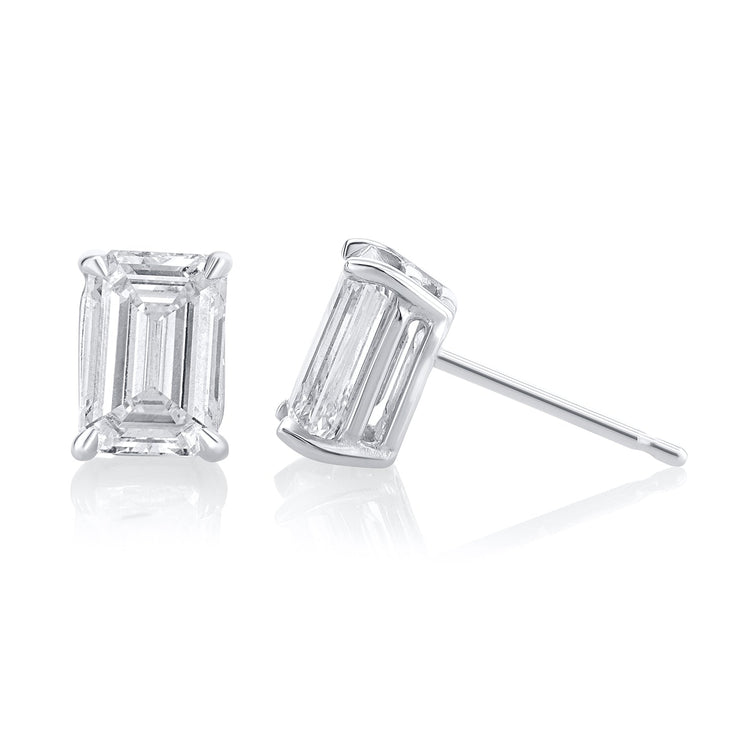 1.43 Carat Emerald Lab Grown Diamond Stud Earrings - The Diamond Factory