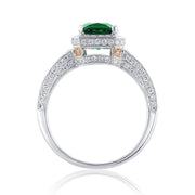 1.45 Carat Emerald & Diamond Lab Grown & Natural Ring in 18K White & Rose Gold - The Diamond Factory