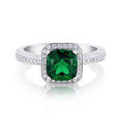 1.45 Carat Emerald & Diamond Lab Grown & Natural Ring in 18K White & Rose Gold - The Diamond Factory