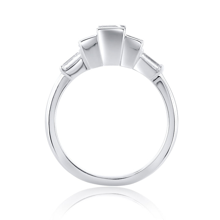 1.46 Carat Natural Emerald & Diamond 5 Stone Ring in Platinum - The Diamond Factory