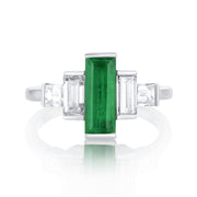 1.46 Carat Natural Emerald & Diamond 5 Stone Ring in Platinum - The Diamond Factory