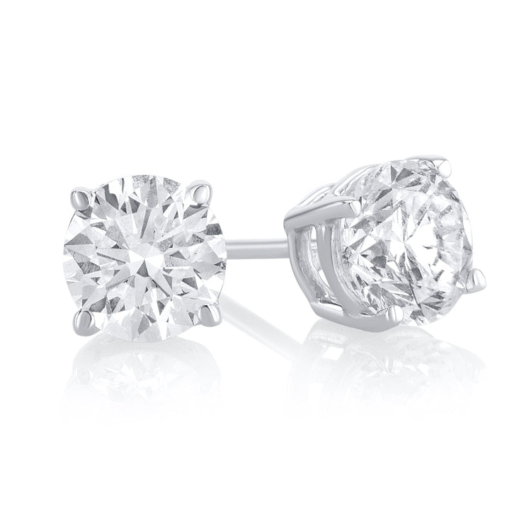 1.50 Carat Round Lab Grown Diamond Stud Earrings - The Diamond Factory