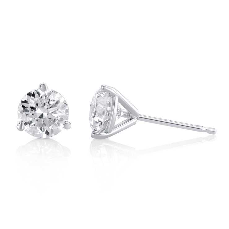 1.50 Carats Round Lab Grown Diamond Stud Earrings - The Diamond Factory