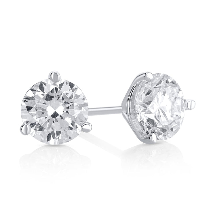 1.50 Carats Round Lab Grown Diamond Stud Earrings - The Diamond Factory