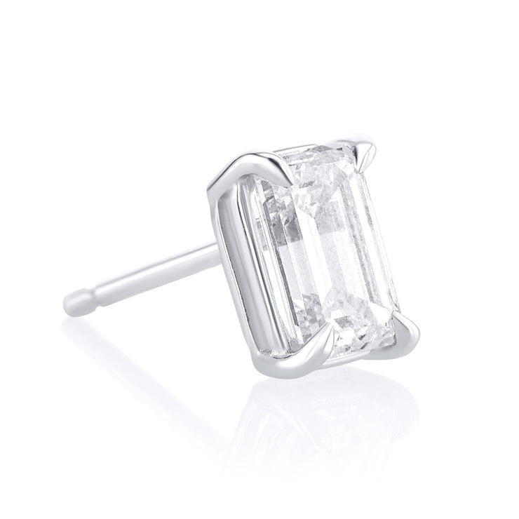 1.51 Carats Emerald Cut Lab Grown Diamond Stud Earrings - The Diamond Factory