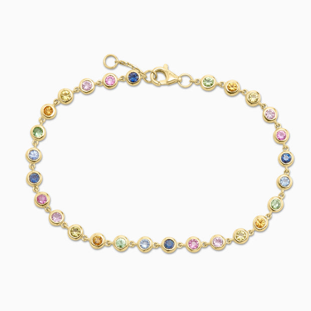 1.55 Carats Multi Color Natural Sapphire Bracelet - The Diamond Factory