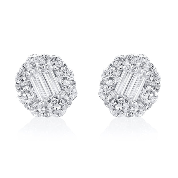 1.56 Carats Natural Diamond Cluster Earrings - The Diamond Factory