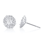 1.56 Carats Natural Diamond Cluster Earrings - The Diamond Factory