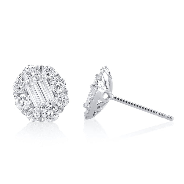 1.56 Carats Natural Diamond Cluster Earrings - The Diamond Factory