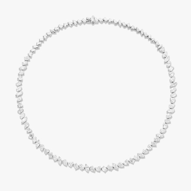 15.69 Carats Multi Shaped Lab Grown Diamond Tennis Necklace - The Diamond Factory