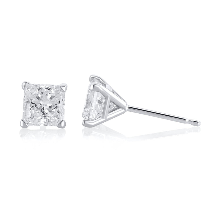 1.64 Carat Princess Lab Grown Diamond Stud Earrings - The Diamond Factory
