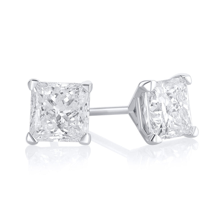 1.64 Carat Princess Lab Grown Diamond Stud Earrings - The Diamond Factory