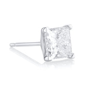 1.70 Carat Princess Lab Grown Diamond Studs in 14K White Gold - The Diamond Factory