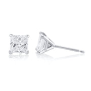 1.70 Carat Princess Lab Grown Diamond Studs in 14K White Gold - The Diamond Factory