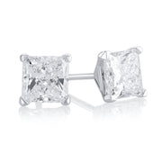 1.70 Carat Princess Lab Grown Diamond Studs in 14K White Gold - The Diamond Factory