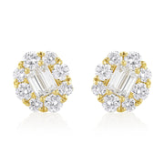 1.71 Carat Natural Diamond Cluster Earrings in 18K Yellow Gold - The Diamond Factory