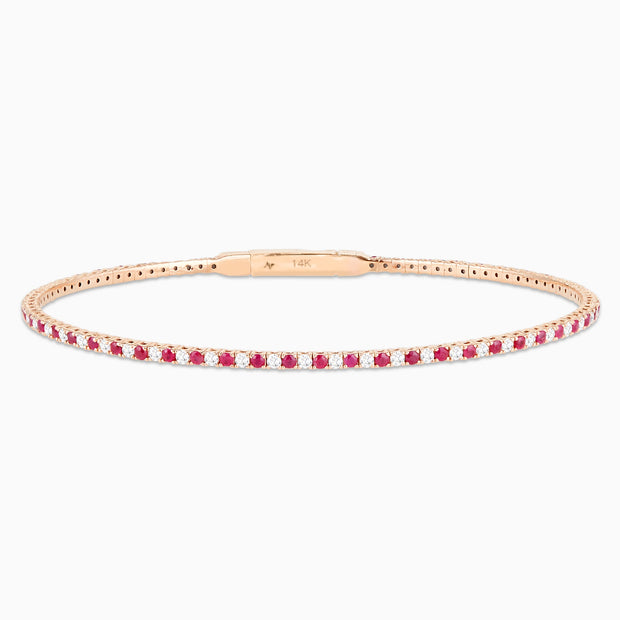 1.75 Carats Natural Diamond and Ruby Flex Bangle - The Diamond Factory