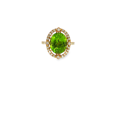 Oval Peridot and Natural Diamond Ring