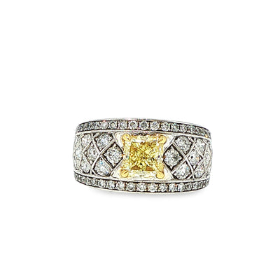 Radiant Cut Fancy Yellow Natural Diamond Ring
